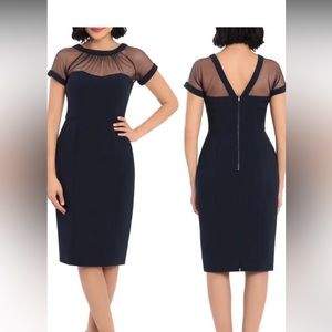 Maggie London Illusion Yoke Crepe Cocktail Dress